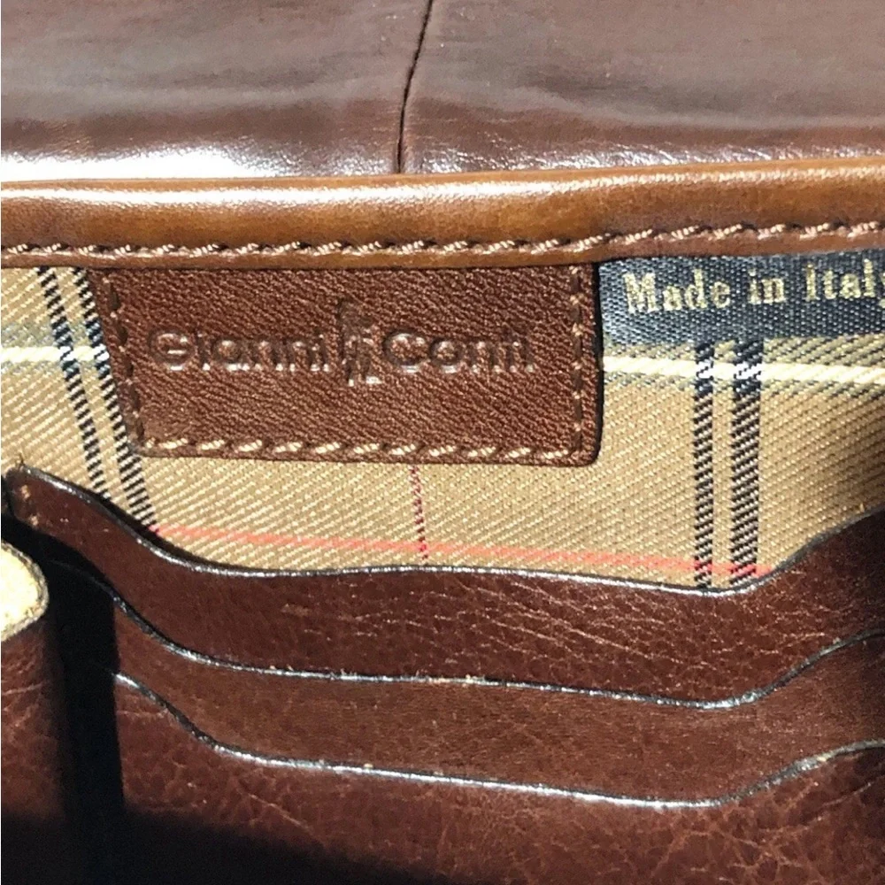 Gianni Conti Vera Pelle Genuine Leather Briefcase Messenger Bag With Key